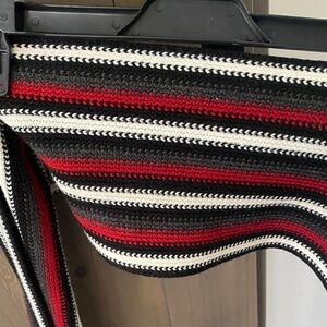 Striped Knit Top in Black, Red & White